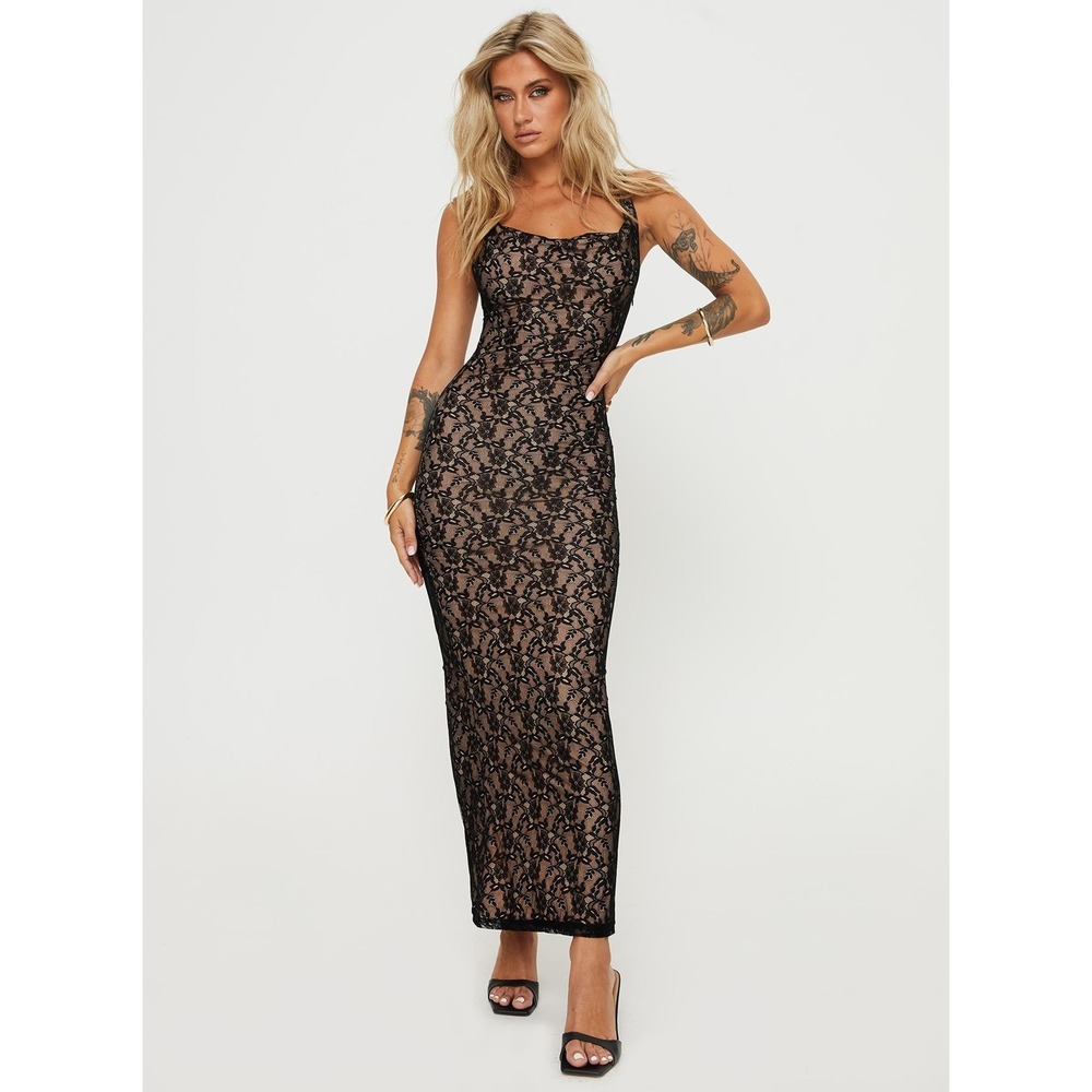 Princess Polly Romani Lace Maxi Dress Cowl Neck Special Occasion Sz 8 New